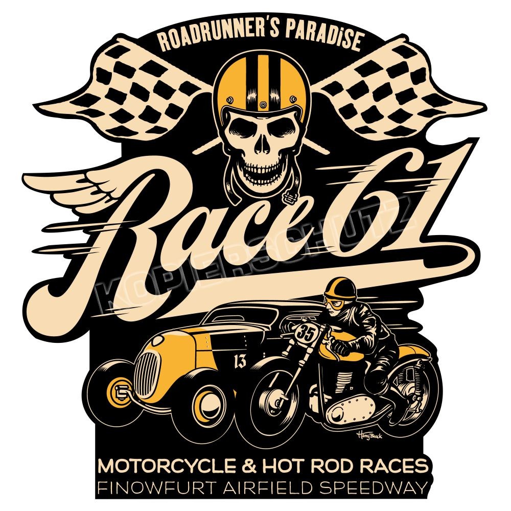 Race 61 Aufkleber Sticker Motorcycle & Hot Rod Race