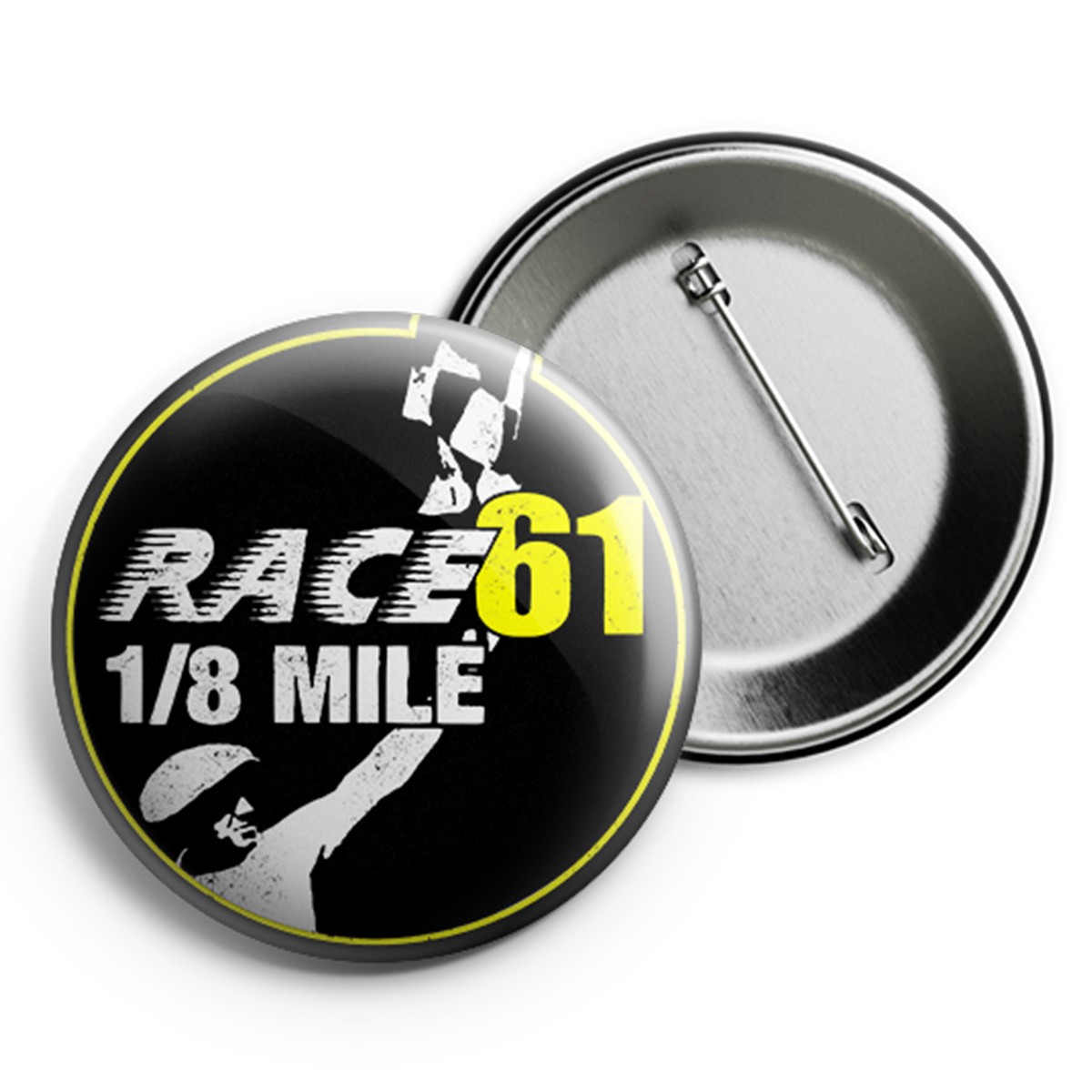 Race 61 Button R61 Logo Gelb 2,5cm