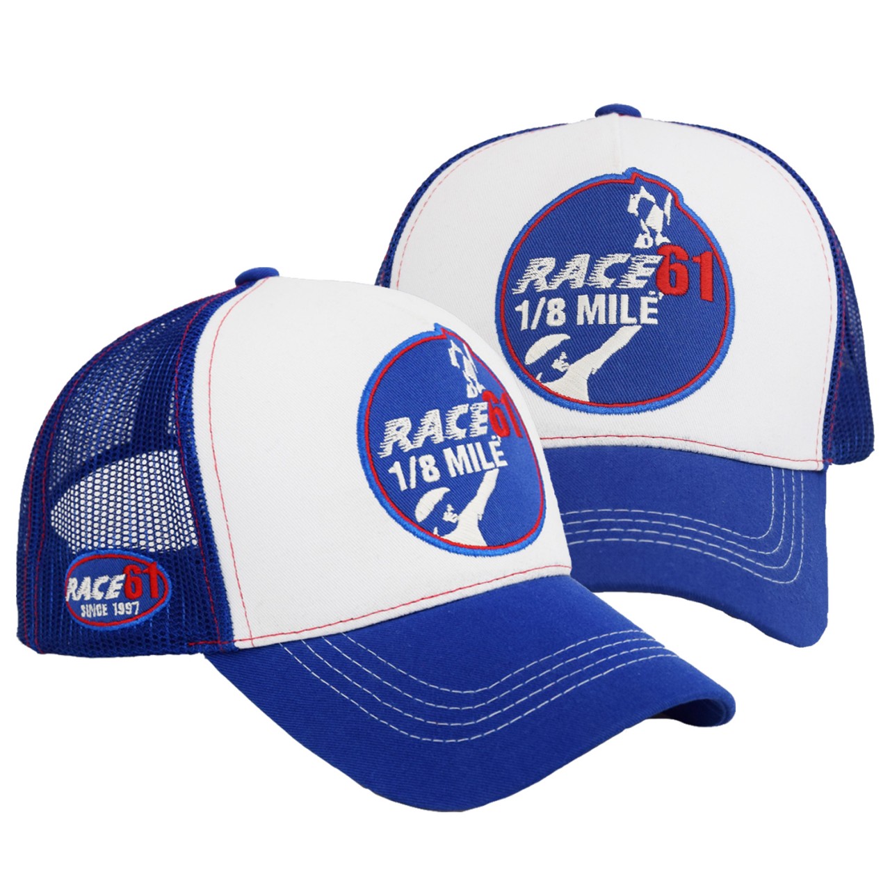 Race 61 1/8 MILE blau/weiß Truckercap mit Stickerei Unisex