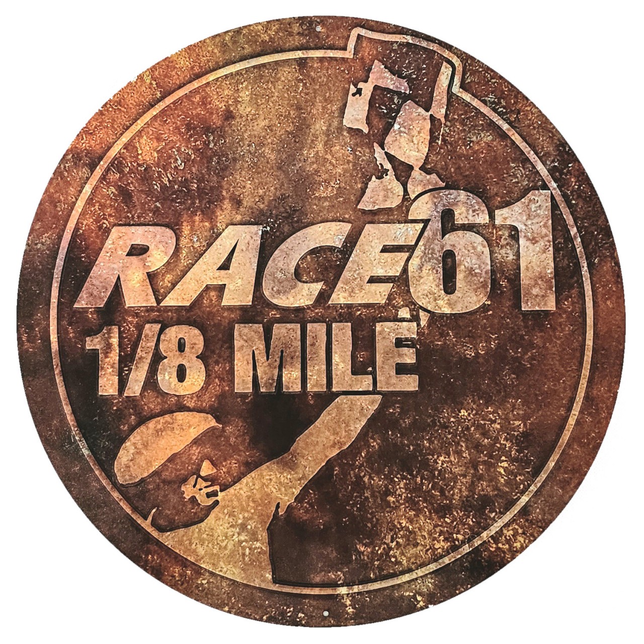 Race 61 Blechschild geprägt Logo Race 61 1/8 Mile