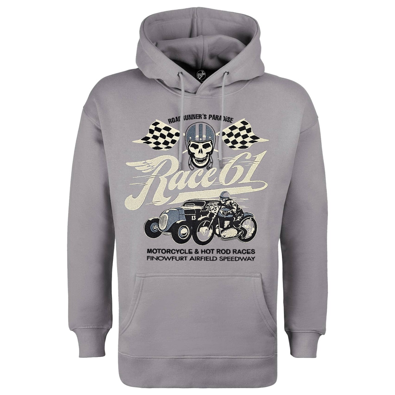 Race 61 Oversized Hoodie Motorcycle & Hot Rod Races mit Stick